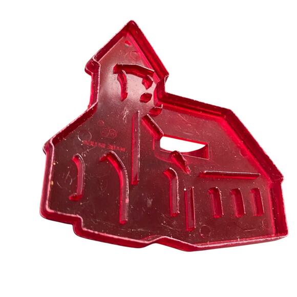 1970s Red Transparent HRM Country Church Plastic Cookie Cutter USA - Picture 4 of 5
